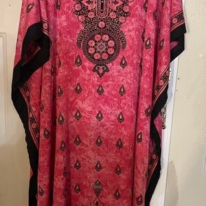 Sante Classics Red Multicolored Patterned Kaftan-One Size Fits Mosu
